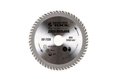 Диск пильний для дерева MASTERTOOL з твердосплавними напайками 125х22.2х60Т 08-7126 мт08-7126 фото