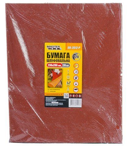 Бумага шлифовальный водостойкий MASTERTOOL Р120 230х280 мм 20 шт 08-2612-Р (08-2612-Р) 08-2612-Р фото